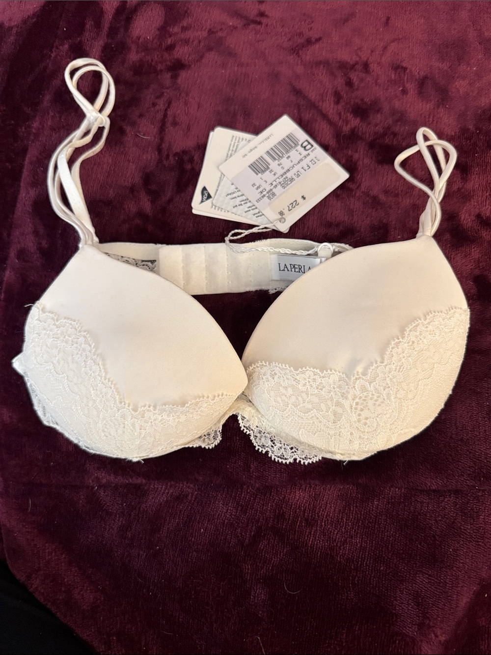 La Perla Cream Lace-Trim Push-Up Bra